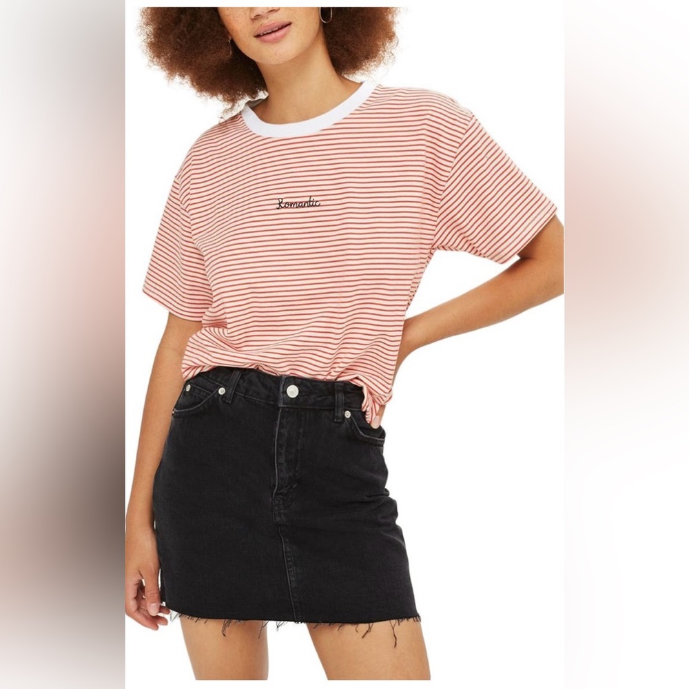 NWOT Topshop Frayed Hem Denim Miniskirt